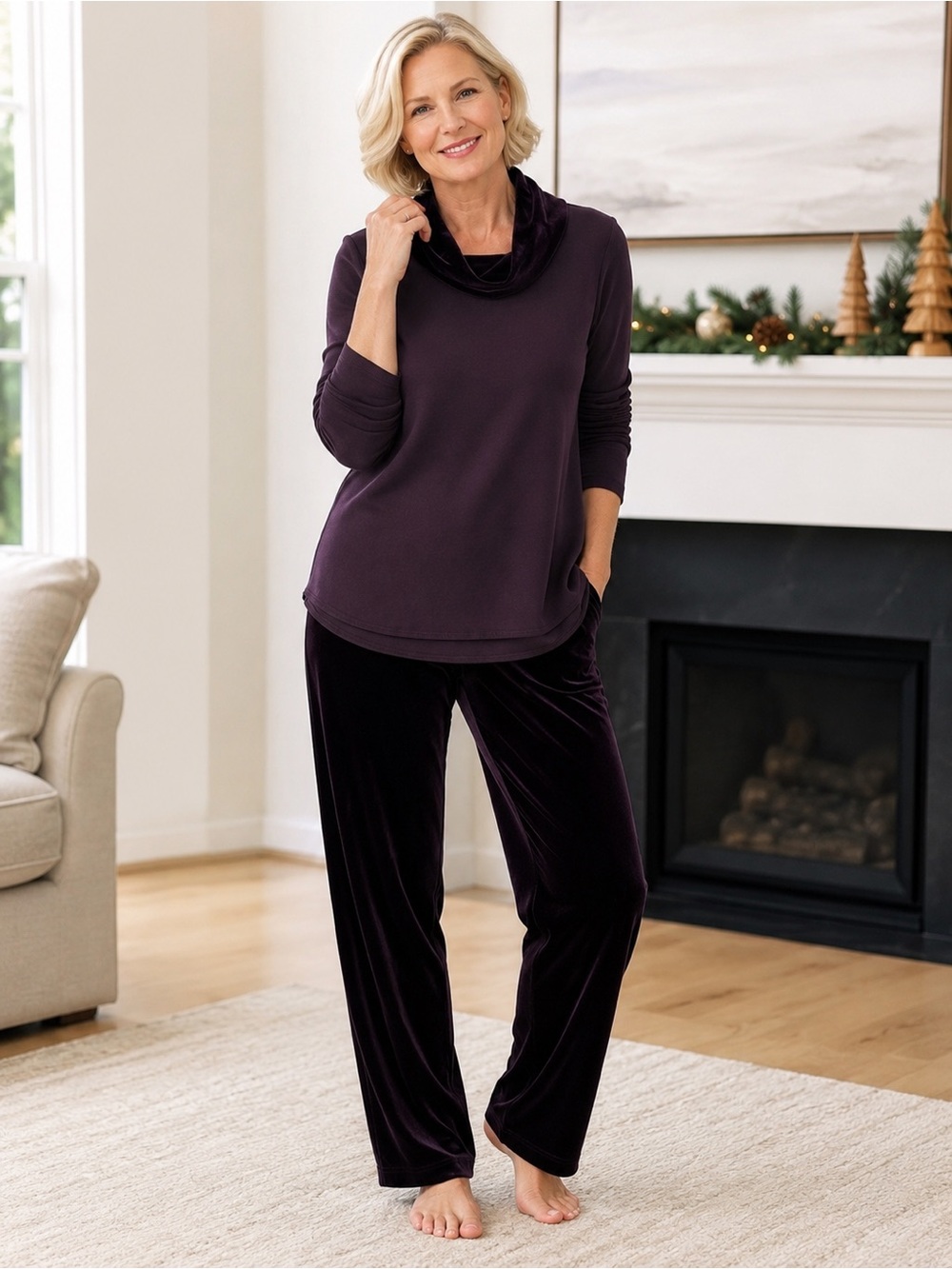 Women's Velvet Lounge Set Deep Purple PM